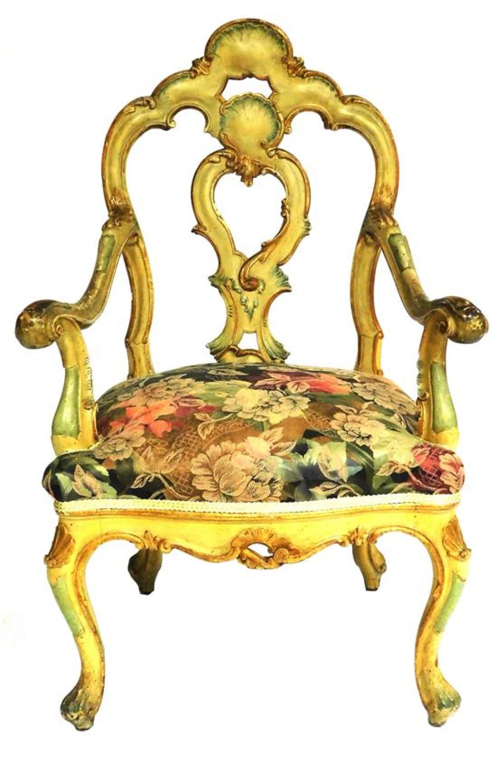 FRENCH STYLE ARMCHAIR, C. 1900,