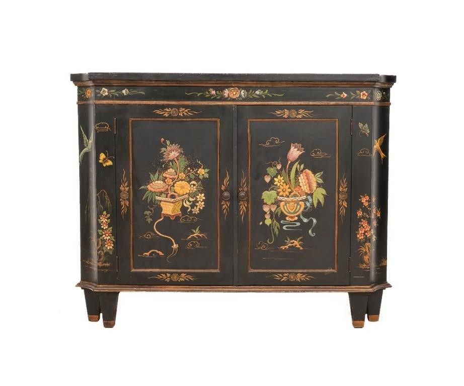 French style black chinoiserie side