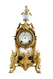 French style brass and porcela