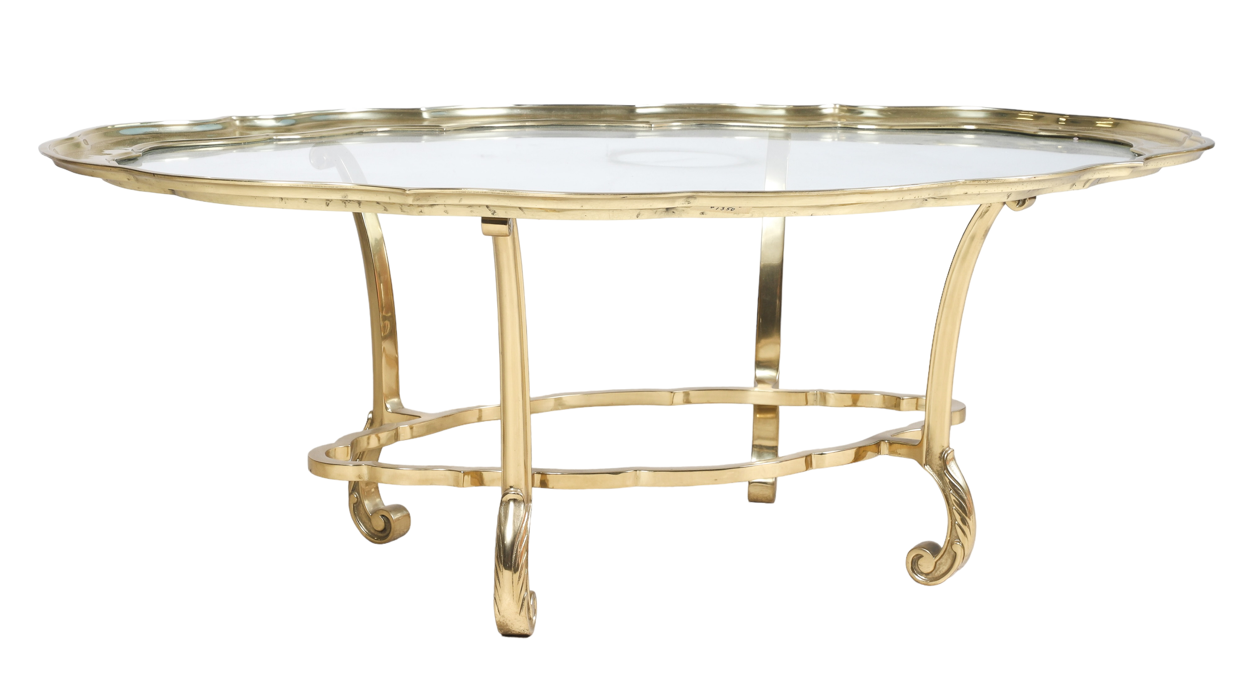 French style brass glass top coffee