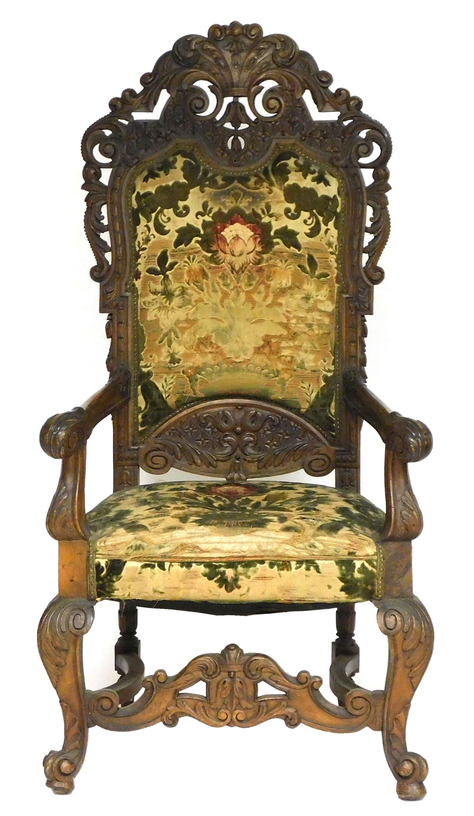 FRENCH STYLE CARVED ARMCHAIR,