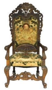 FRENCH STYLE CARVED ARMCHAIR,