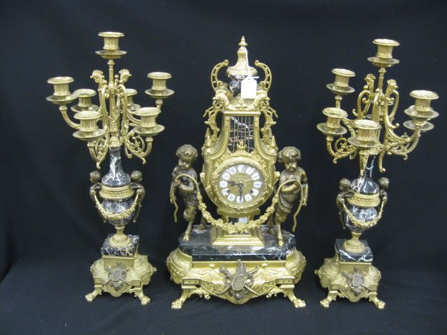 French Style Clock & Garniture