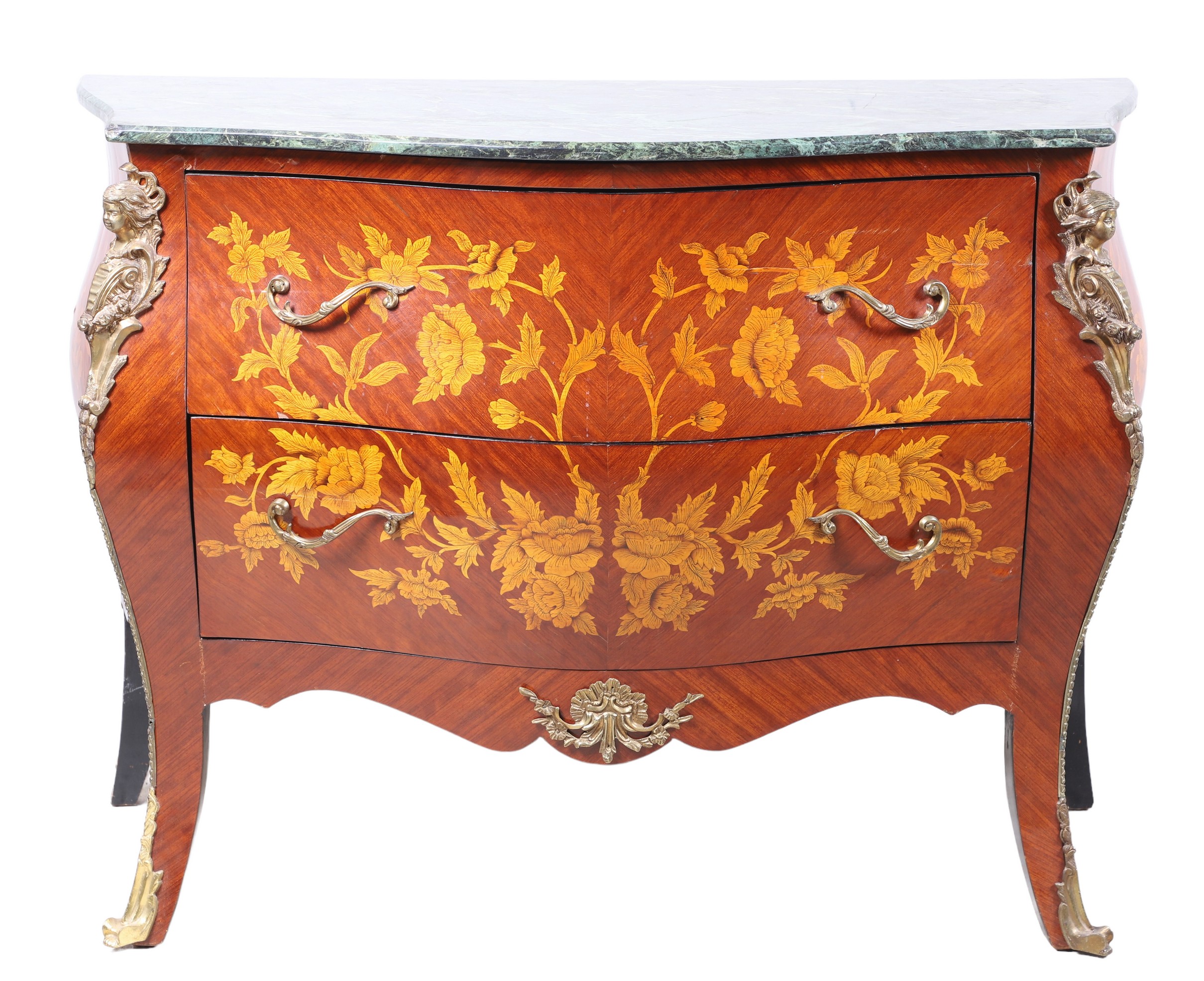French style inlaid marbletop bombe
