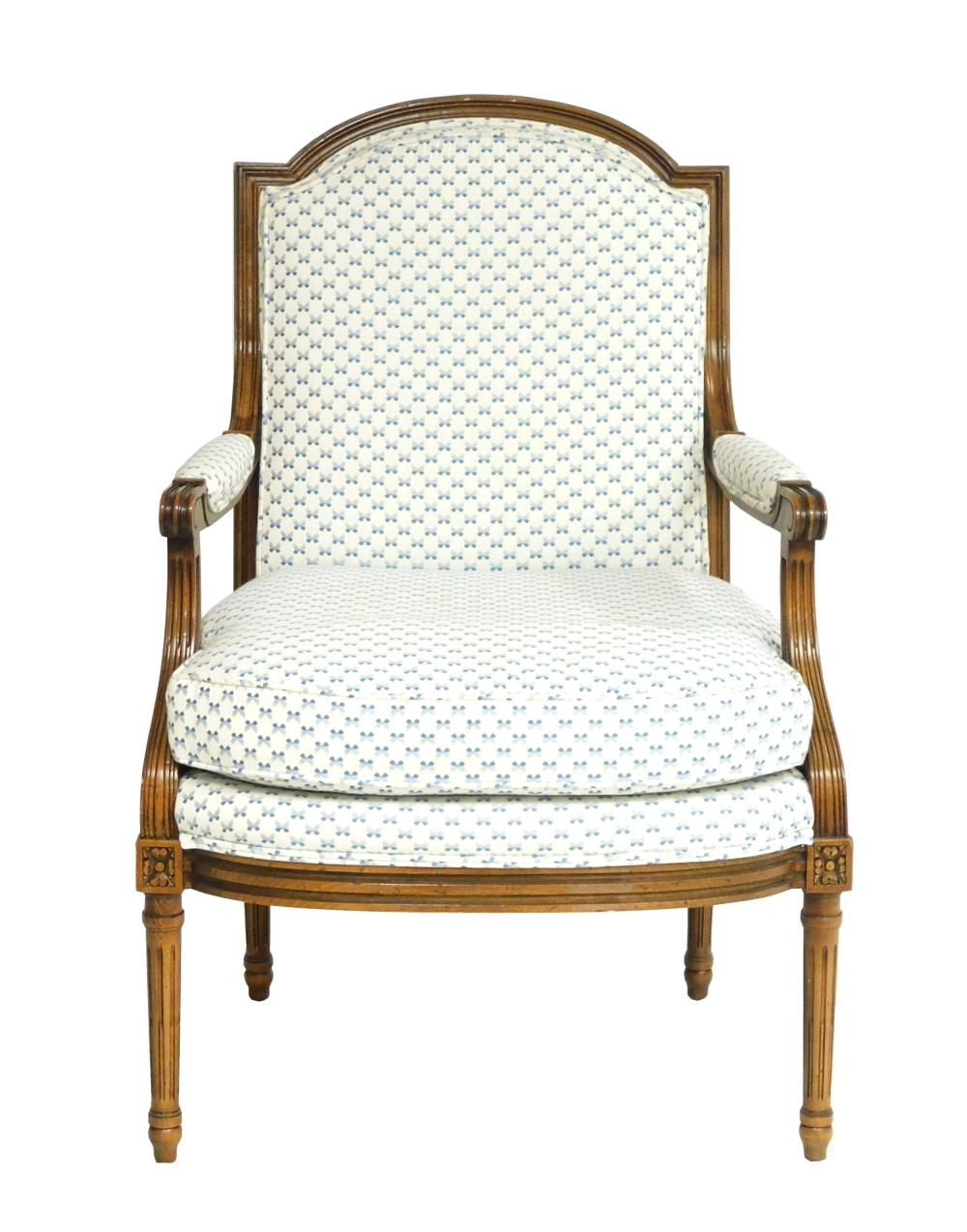 FRENCH STYLE OPEN ARMCHAIR BY BAKER