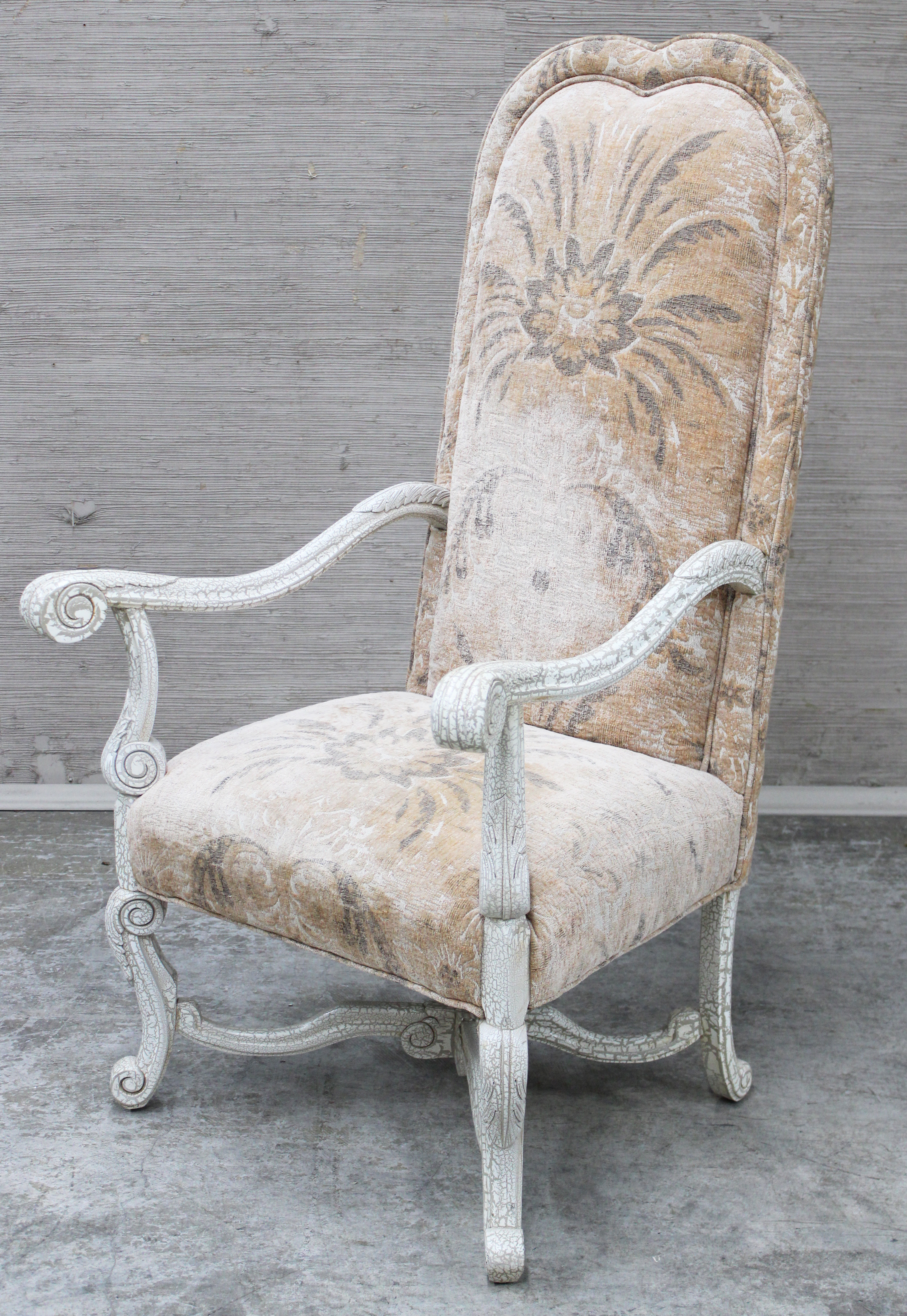 FRENCH STYLE SCROLL ARM HIGH BACK