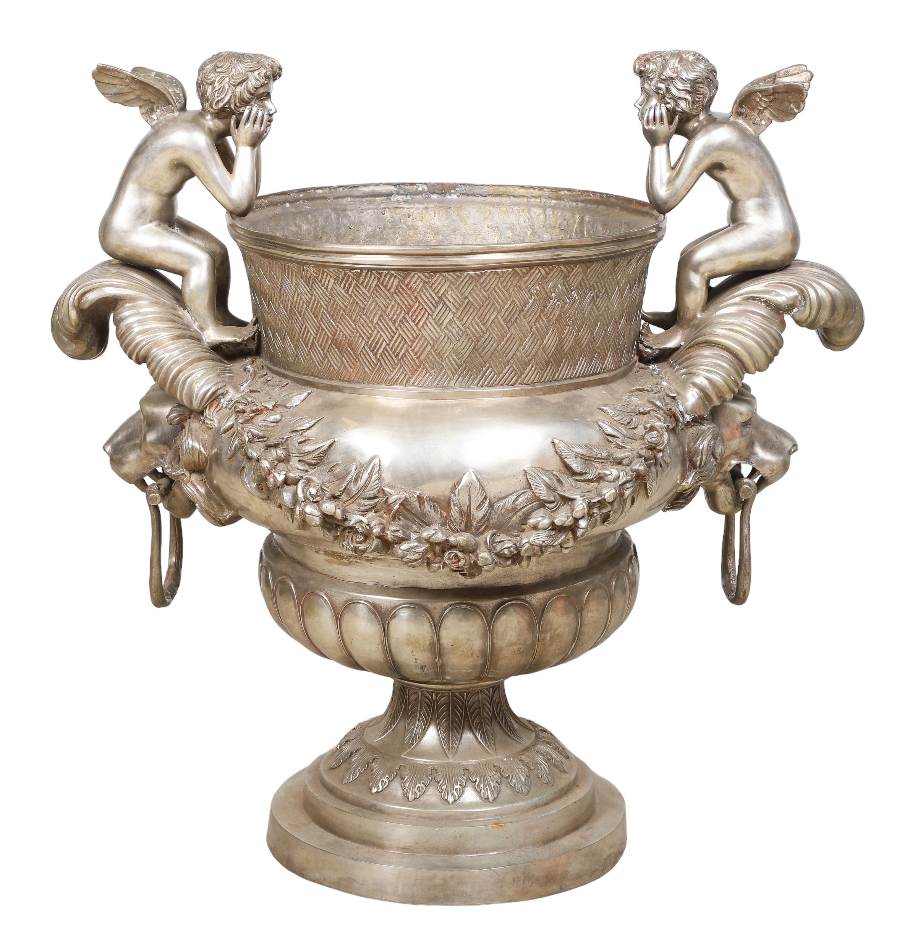 French style silver metal urn