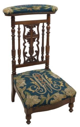 FRENCH TAPESTRY WALNUT PRIE-DIEU