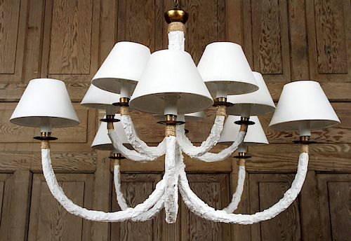 FRENCH TEN ARM PLASTER CHANDELIER