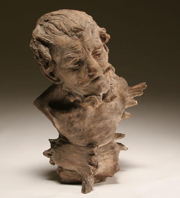French terra cotta male bust by
