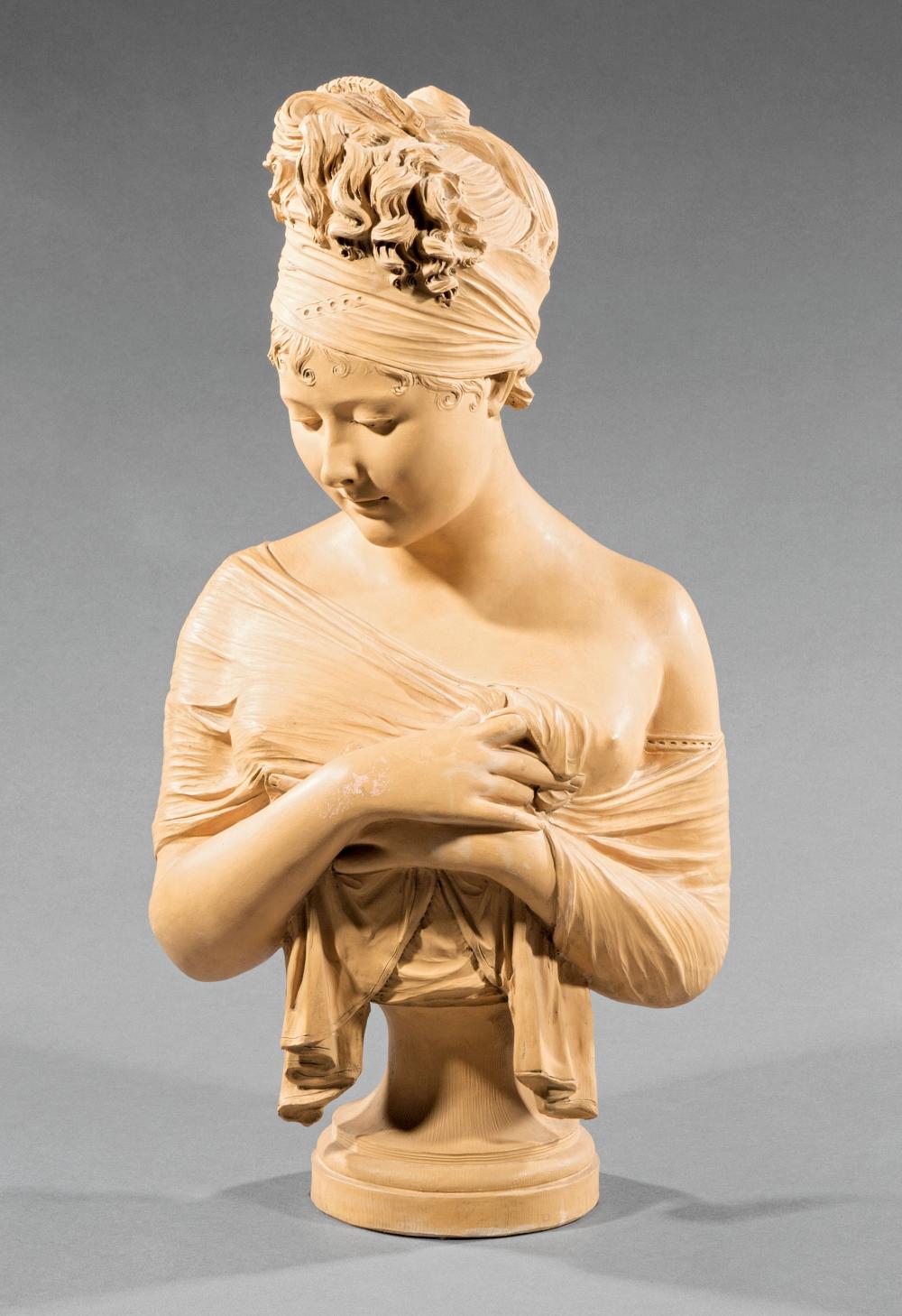 FRENCH TERRACOTTA BUST OF MADAME