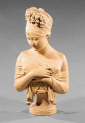 FRENCH TERRACOTTA BUST OF MADA