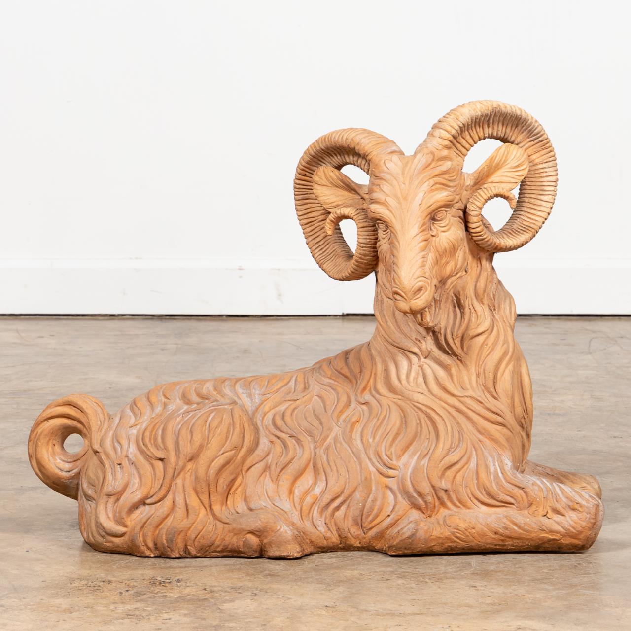 FRENCH TERRACOTTA RECUMBENT RAM