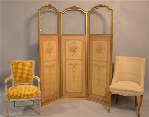 FRENCH THREE PANEL FOLDING SCREEN