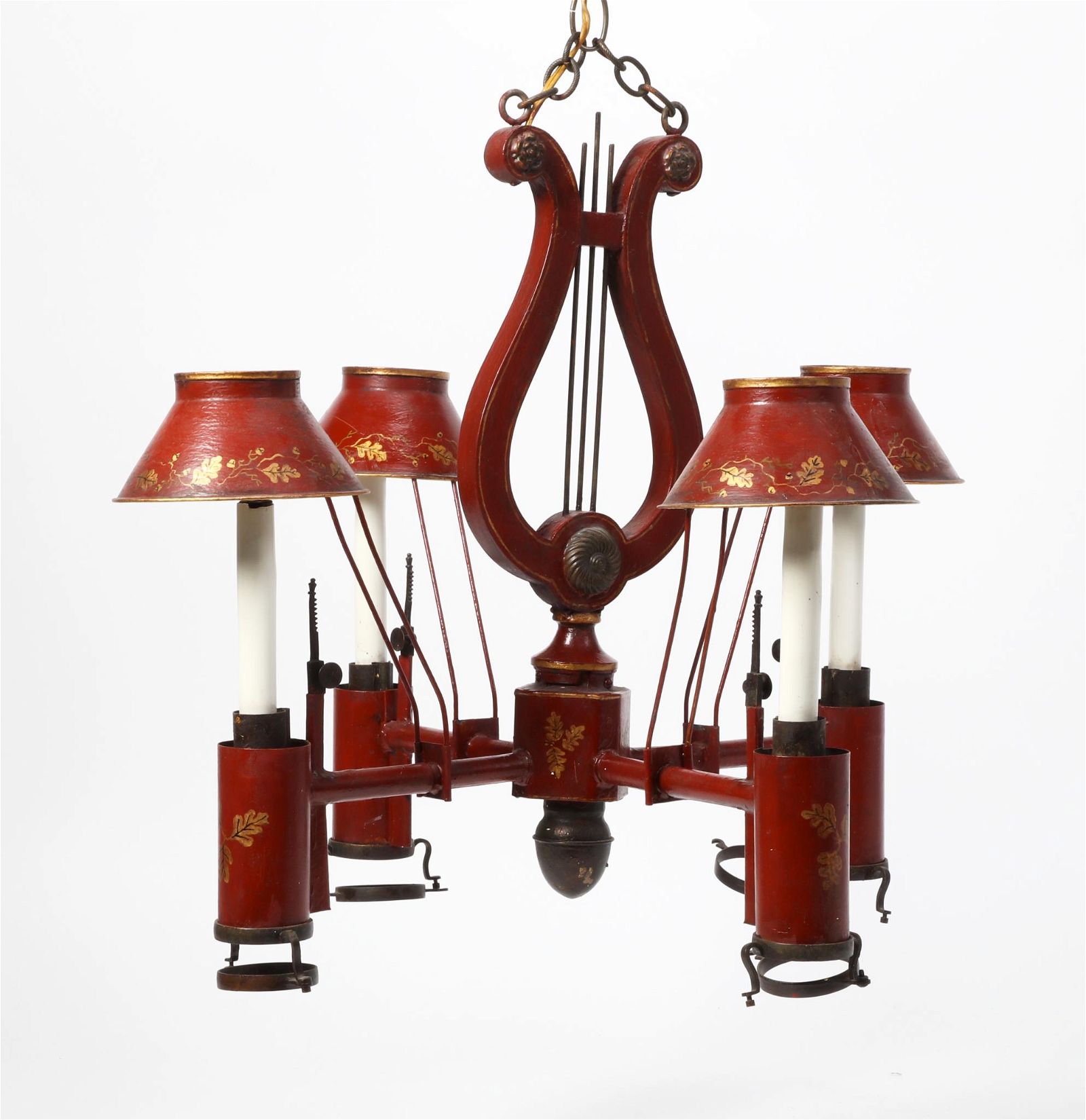 FRENCH TOLE LYRE FORM FOUR LIGHT