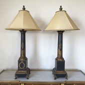 FRENCH TOLE PAINTED LAMPS, PAI