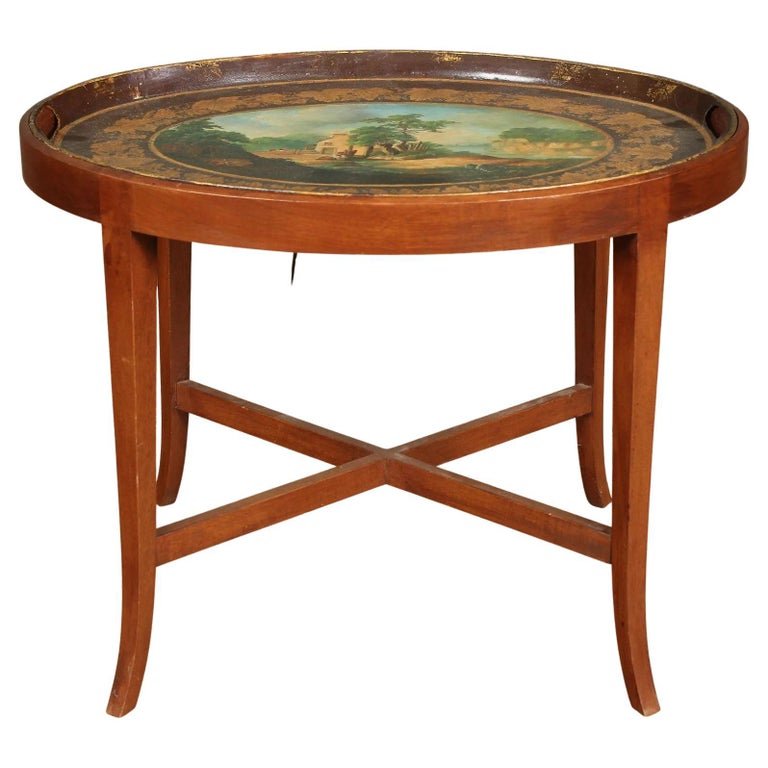 FRENCH TOLE TRAY TABLEAn early 19th