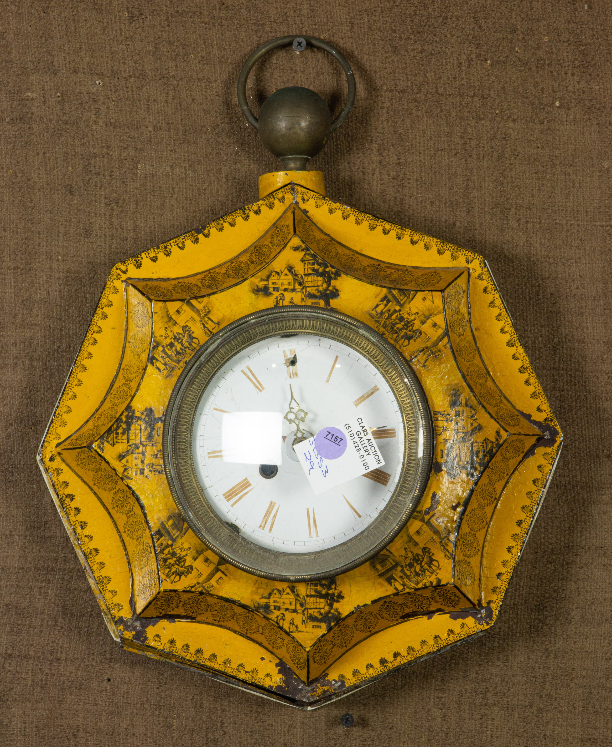 FRENCH TOLE WALL CLOCK, 19TH