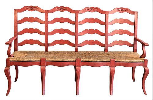 FRENCH TRIPLE BACK SETTEE, HAVING