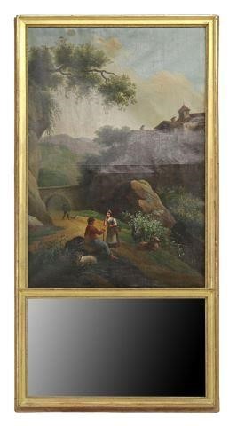 FRENCH TRUMEAU MIRROR OIL ON CANVAS