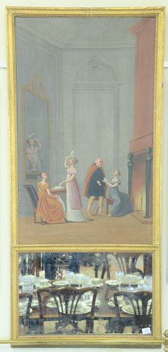 FRENCH TRUMEAU MIRROR, OIL ON
