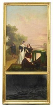 FRENCH TRUMEAU MIRROR PAINTED