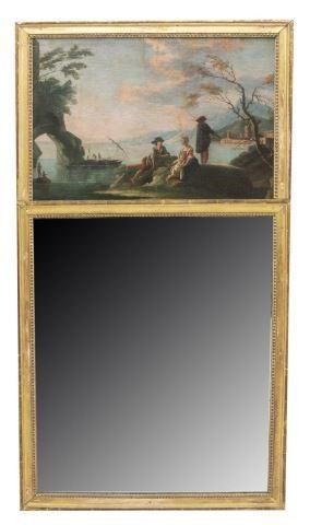 FRENCH TRUMEAU MIRROR W/ PAINTED
