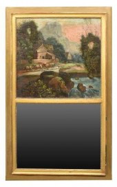 FRENCH TRUMEAU MIRROR W/ PAINT