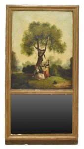 FRENCH TRUMEAU MIRROR W/ PAINT