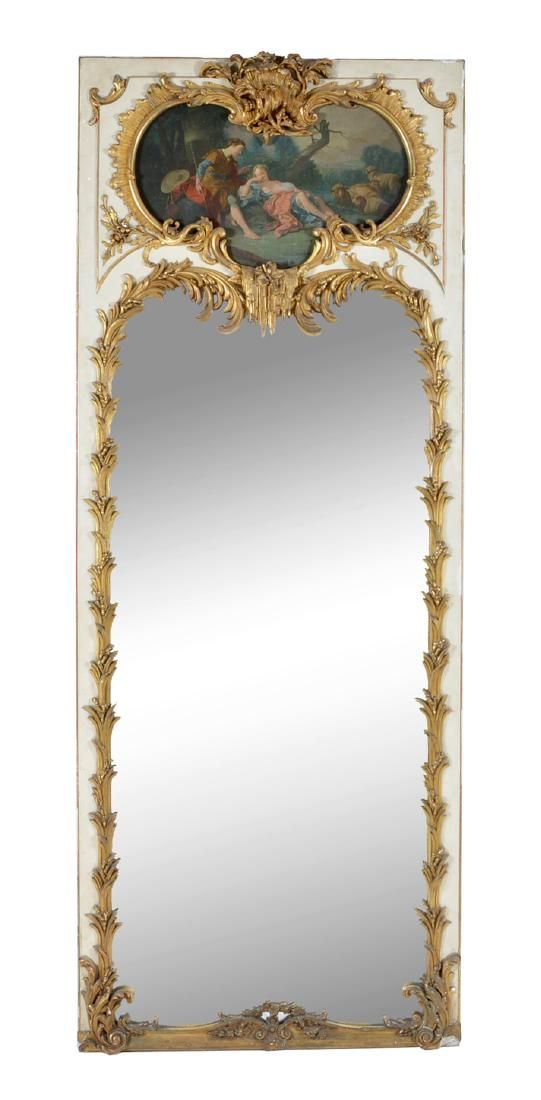 FRENCH TRUMEAU MIRROR WITH ROMANTIC