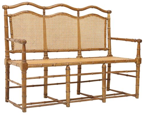 FRENCH TURNED FAUX BAMBOO CANED