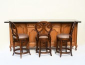 FRENCH WALNUT BAR & STOOLS: Ca