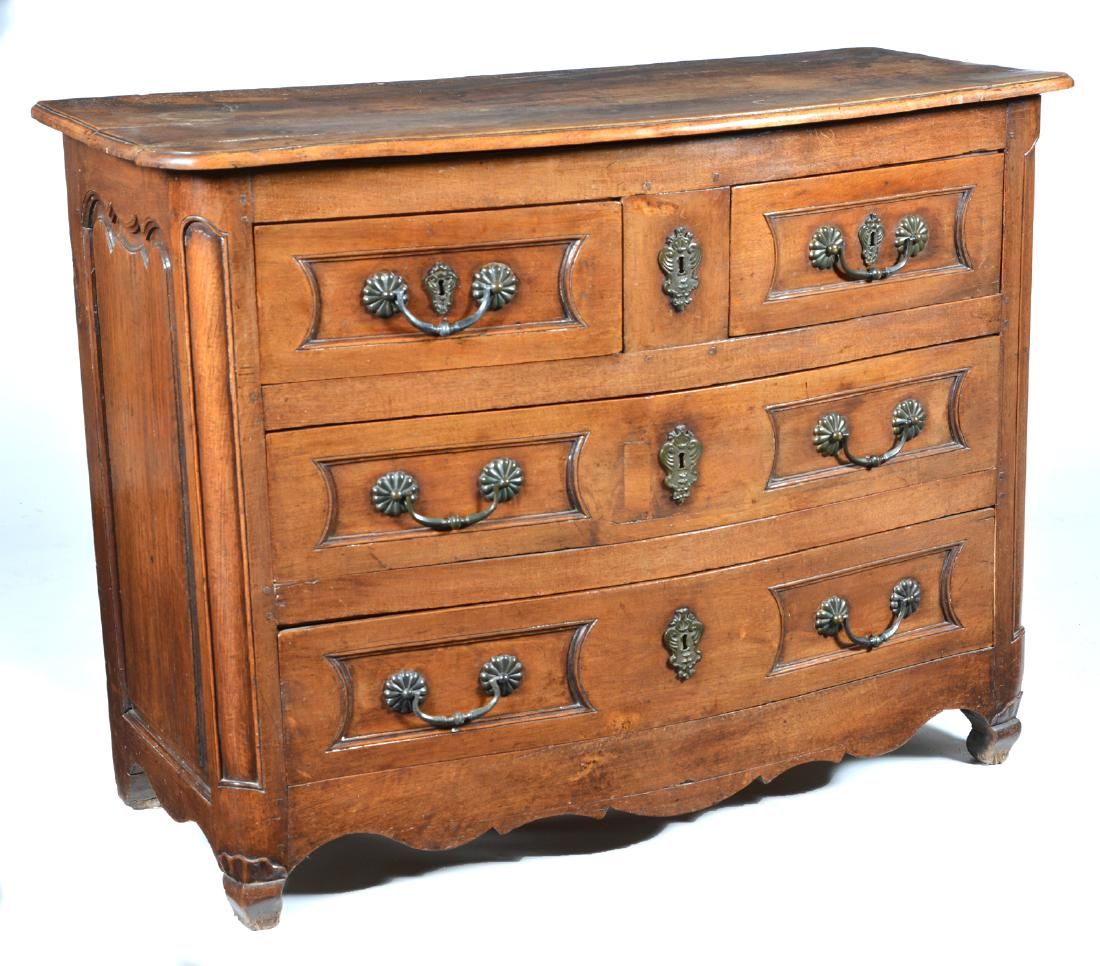 FRENCH WALNUT BOWFRONT CHEST OF