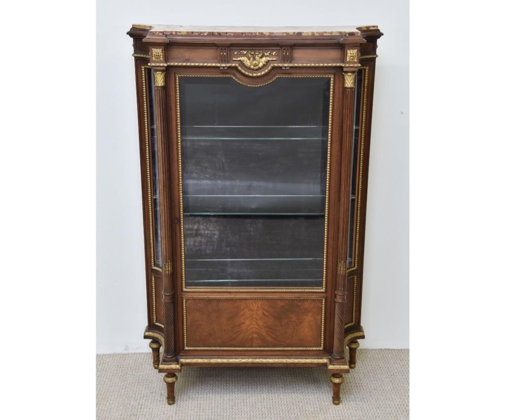 French walnut china cabinet, late