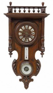 FRENCH WALNUT CLOCK, THERMOMET
