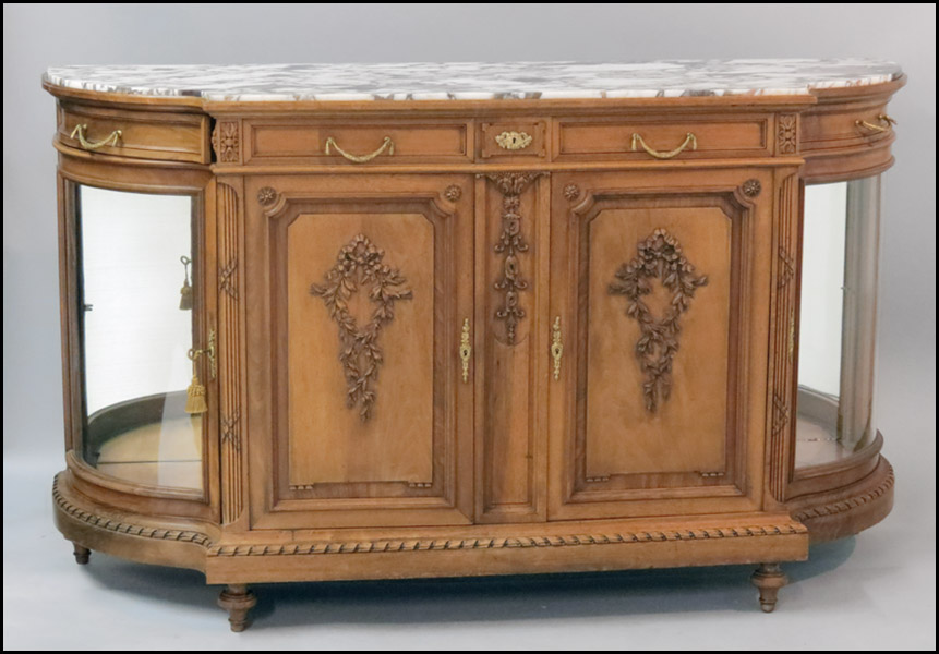 FRENCH WALNUT MARBLE TOP BAR
