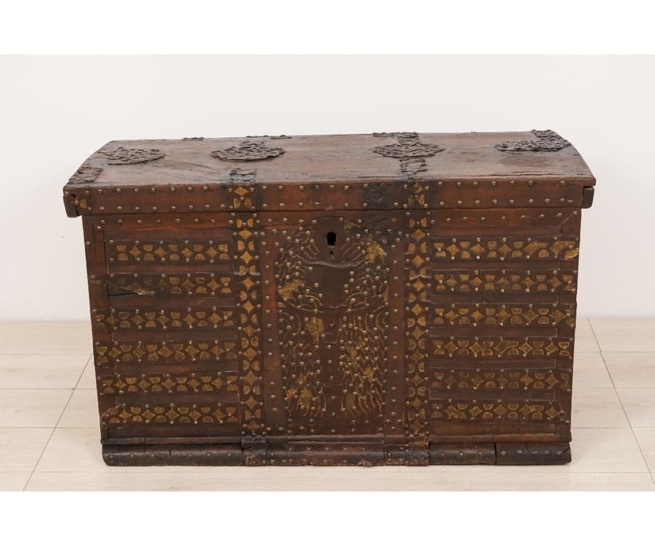 French walnut traveling trunk