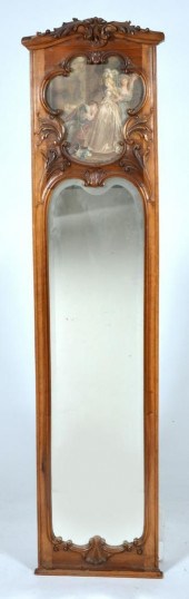 FRENCH WALNUT TRUMEAU MIRROR W