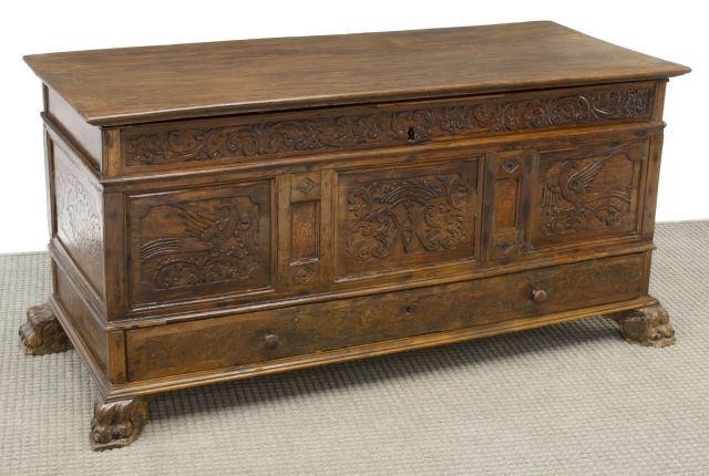 FRENCH WALNUT WEDDING CHEST W/