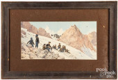 FRENCH WATERCOLOR OF SOLDIERS
