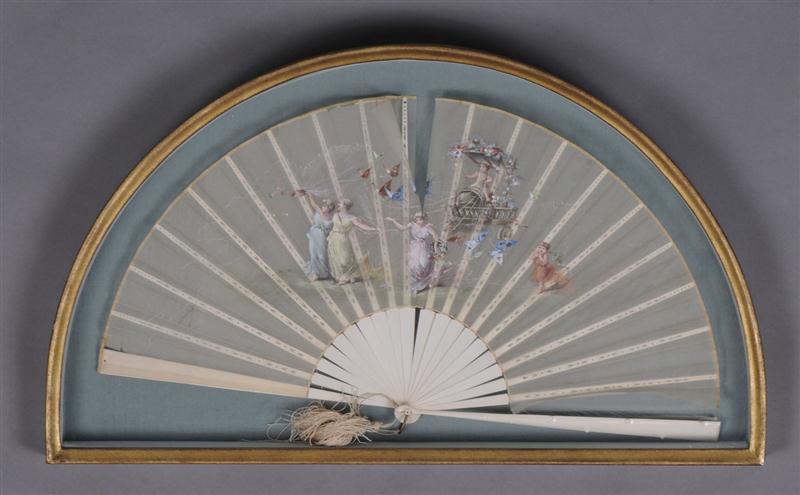 FRENCH WATERCOLOR ON GAUZE FAN