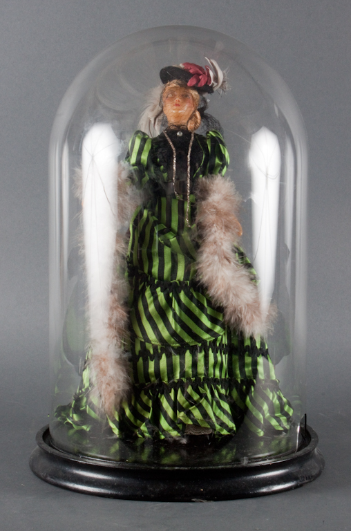 French wax fashion doll with dome