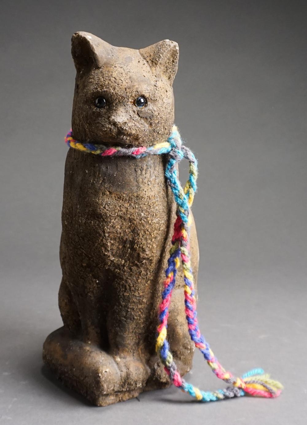 FRENCH WEATHERED CONCRETE CAT, H: