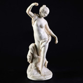FRENCH WHITE MARBLE FIGURE OF