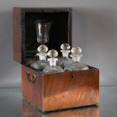 FRENCH WOOD LIQUOR BOX WITH HA