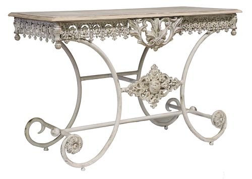 FRENCH WOOD-TOP CAST IRON
