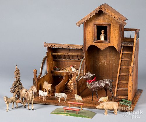 FRENCH WOODEN HORSE STABLE,
