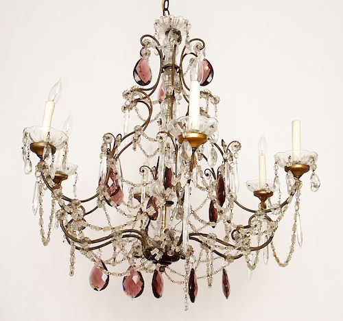 FRENCH WROUGHT IRON AND GLASS SIX