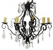 FRENCH WROUGHT IRON & CRYSTAL