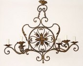 FRENCH WROUGHT IRON SIX LIGHT